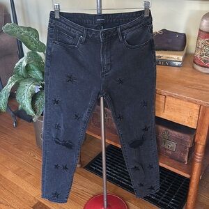 Driftwood Gizelle Distressed Black Jeans with Star Accents